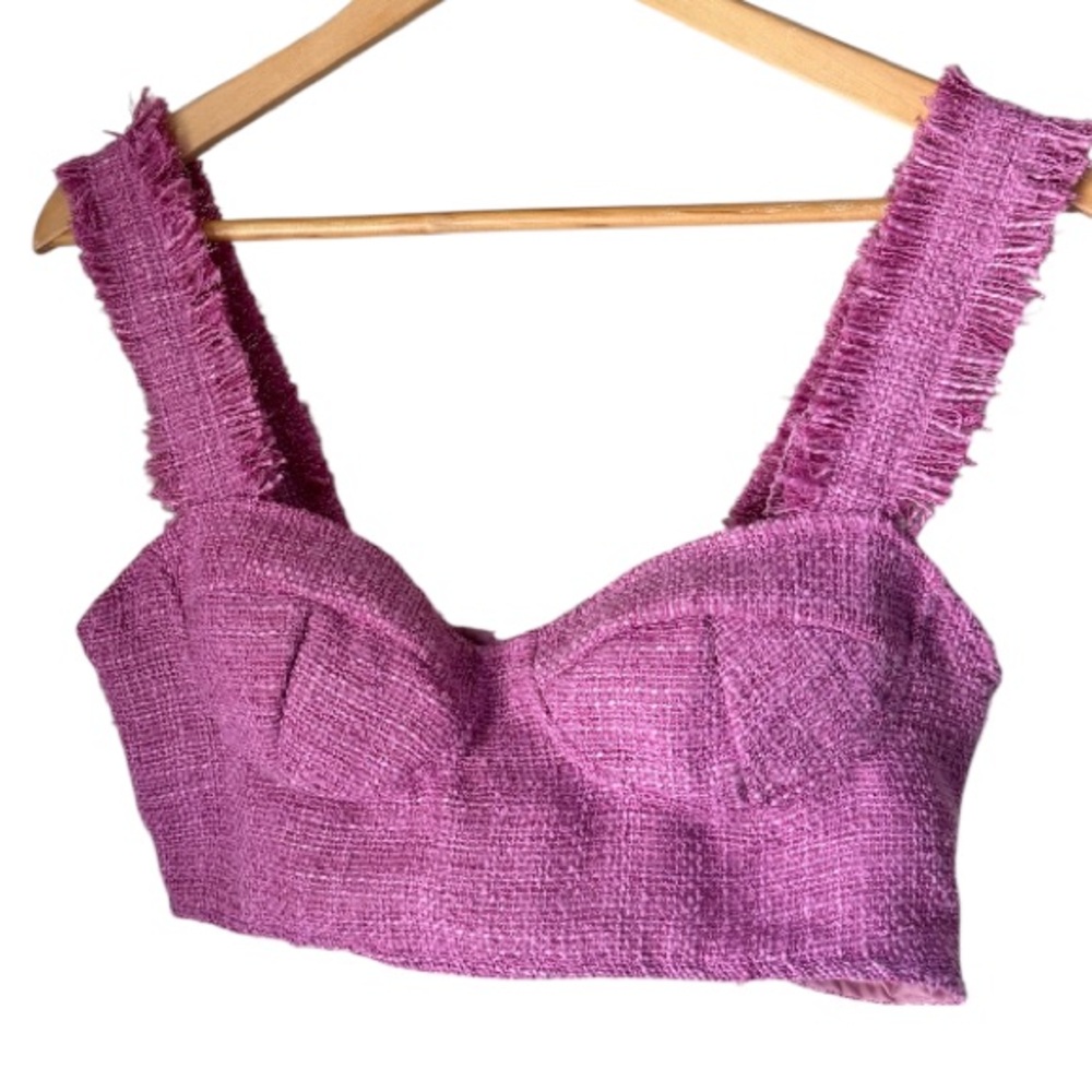 Frayed crop top Edge Pink tweed medium lined
